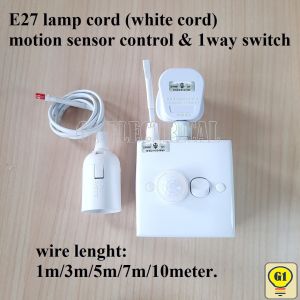 (Smart PIR motion sensor switch unit with E27 lamp cord) Plug in 3pin light switch with dark sensor function Energy saving.