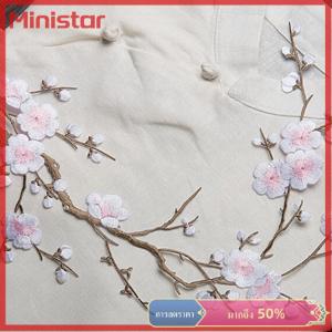 Ministar สวยงามปักพลัมดอกไม้แพทช์เหล็ก/เย็บบน applique Motif CRAFT