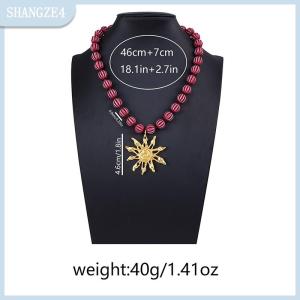 【SHANGZE4】 New Vintage Kim Loại Mặt Trời Hoa Mặt Dây Chuyền Mặt Dây Chuyền Handmaed Đính Cườm Choker Vòng Cổ Cho Phụ Nữ Kỳ Nghỉ Đảng Đồ Trang Sức Quà Tặng