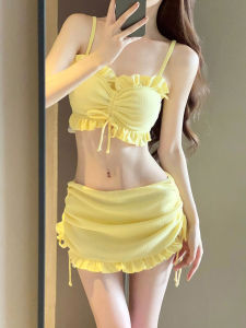2026 Hot Sale [ Shipped from China ]2024 Summer new three-piece bikini swimsuit with skirt slimming effect vacation style beach and hot spring swimwear for women B3