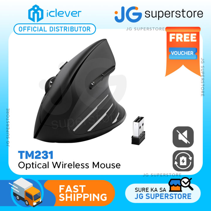 iClever TM231 2.4Ghz Wireless Ergonomic Vertical Mouse Black with 300mAh  Rechargeable Battery Whisper-quiet Click 3 Adjustable DPI | JG Superstore |  Lazada PH