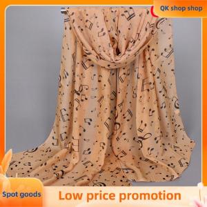 ✨QK shop✨ Womens Fashion Scarves Musical Note Print Ladies Soft Chiffon Infinity Scarf New
