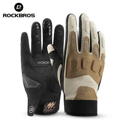 ROCKBROS Motorcycle Gloves Full Finger Joint Thickened SBR Pads Breathable Cycling Gloves Wear Resistant Anti Slip Gloves For Motorcycle For Men Women