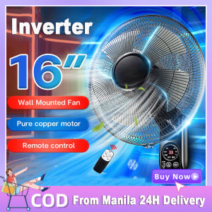16 inch Wall Fan Inverter with Remote Wall Mounted Electric Fan Temperature Display