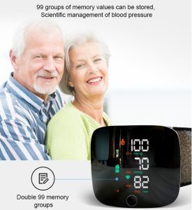 Digital Wrist Blood Pressure Monitor Automatic BP Machine Large DisplayVoice Talking Rechargeable LED TouchScreen Precision Dual Memory Blood Pressure Monitor with Advanced Scientific Management