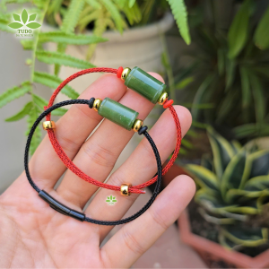 Q1147 Vòng lu thống Ngọc Bích xanh lá dây cáp ko kén mệnh - Phong Thủy TUDO