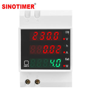 Din Rail LCD Digital Voltmeter Power Wattmeter Electric Energy kWh Meter Frequency Volt Amp Monitor AC 220V 100A