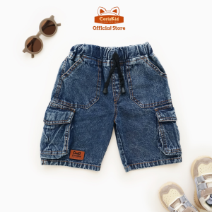 Celana Jeans Cargo Anak CeriaKid Stretch Warna Biru untuk Usia 0-8 Tahun