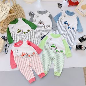 (Xả kho)-Body dài tay Bodysuit cotton dày dặn cài khuy giữa liền thân cho bé trai bé gái(tặng vòng dâu)