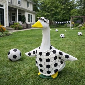 OUTOPEN Creative Porch Goose Futbol Uniform Football Theme Soft Lawn Goose Outfit Cute Funny Precise Fit Soccer Goose Costume Porch Decoration