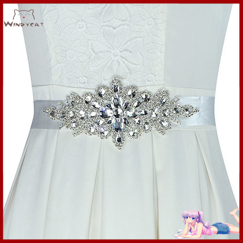 windycat Rhinestone Bridal Sash Waist Belt with White Satin Ribbon for  Wedding Dress Lazada PH