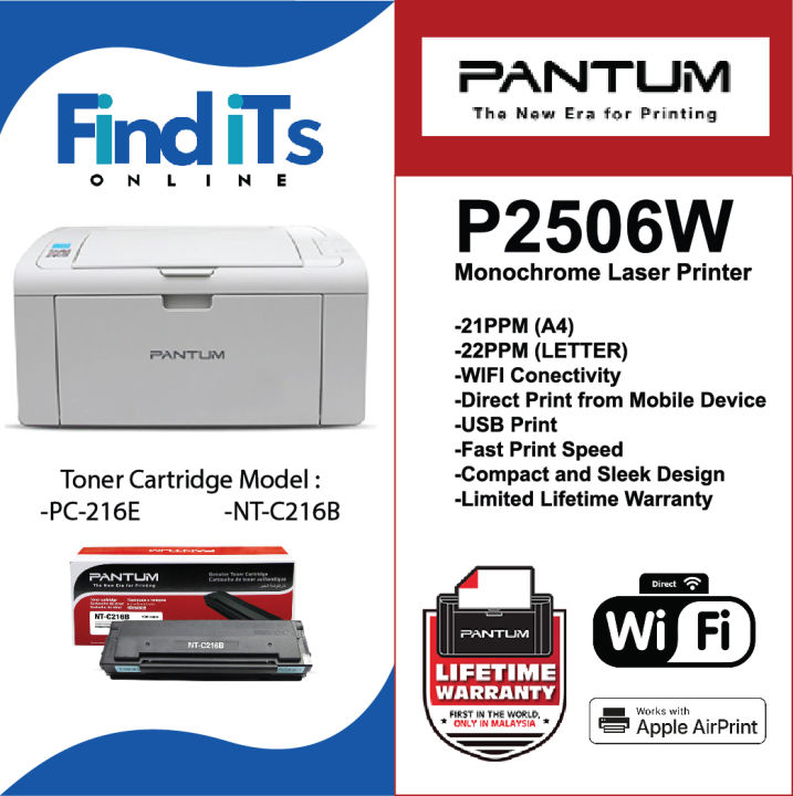 【Ready Stock】Pantum P2506W Laser Printer [Grey] LIMITED LIFITIME ...
