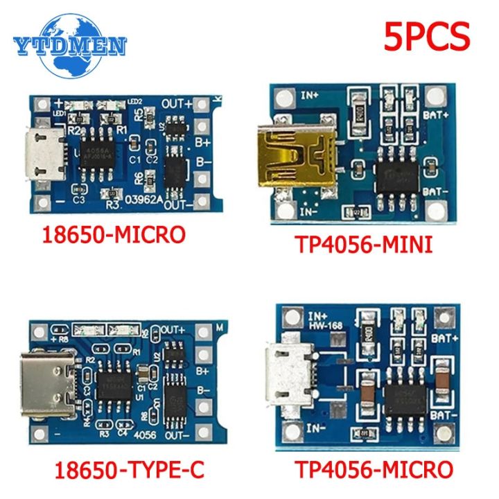 5pcs Microtype Cmini Usb 18650 Tp4056 Lithium Battery Charger Module Charging Board With 6912