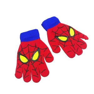 clu Cartoon Spiderman Printing Winter Child Full Finger Thickened Cold Resistant Gloves Suit For 3-12 years old kids ulc