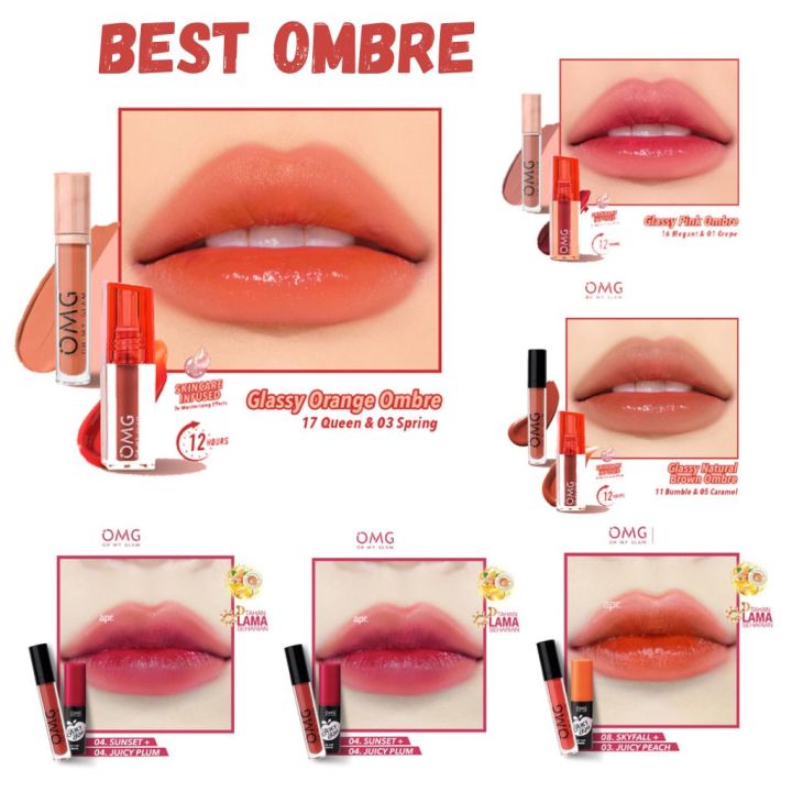 PAKET Ombre OMG Oh My Glam Lip Cream + Glassy Lip Tint OMG Lip Cream