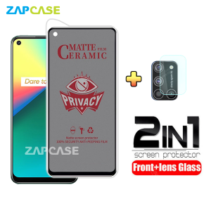 PAKET 2in1 Anti Gores Layar Privacy Realme 7i Free Tempered Glass Camera Lens