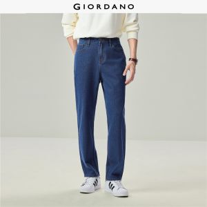 Giordano Beau Monde Men Woven label mid rise washed denim jeans Free Shipping 13116715