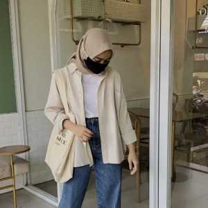 Terlaris Olivia Shirt / Kemeja Linen Wanita Oversize / Atasan Wanita Linen / Kemeja Wanita Oversize