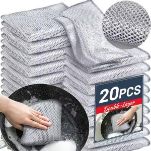 20/50Pcs Double-layer Steel Wire Dishwashing Cloth / Non-Greasy Cleaning Cloth Towels / Magic Kitchen Scouring Pads