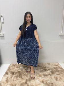 ชุดกระโปรงผ้าสปัน ลายบาติก แขนระบาย
