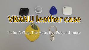 Universal Smart Tag Holder Fit for Tile Mate AirTag Galaxy SmartTag eufy SmartTrack Link Key Fob Leather Cute Air Tracker Case with Key Rings