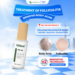 Follicas Spray 50ml - BHA / AHA - Reduce Back Acne Chest Acne Folliculitis & Keratosis Pilaris While Improving Skin Clarity and Fading Dark Marks