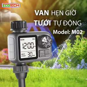 Bộ hẹn giờ tưới cây tự động M02: Màn hình LED chống nước  dễ sử dụng.