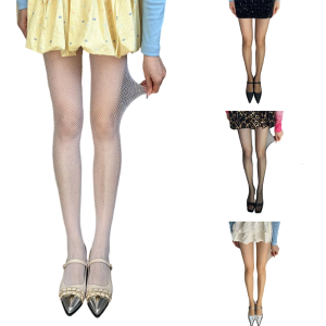 Womens High Waist Fishnet Pantyhose Stockings Glittering Rhinestones Mesh Tights Leggings Hosiery for Club Party Wear