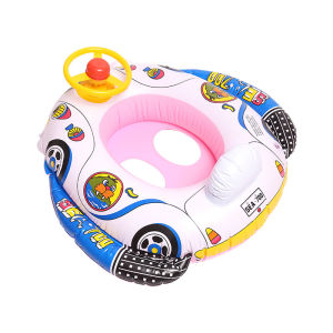 Baby Swimming Pool Swim Seat Float Boat Ring Fun Cartoon Swimming Aid Trainer With Wheel Horn