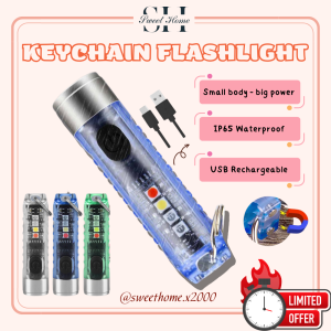 Mini Flashlight Keychain Flashlight Rechargeable With USB Type-C Waterproof LED Super Flashlight Outdoor