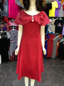 Đầm chữ A màu đỏ tươi quý phái sang trọng