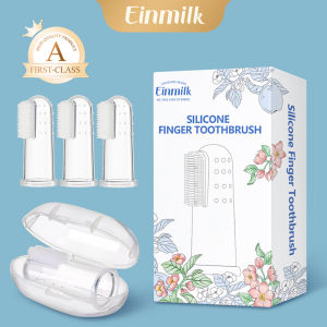 3 Packs-EINMILK Silicone Finger Toothbrush for Babies with Case - BPA Free Safe Oral Care for Newborn