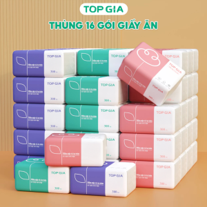Giấy ăn gấu trúc TopGia thùng 30 gói 100% bột giấy thiên nhiên không chất tẩy trắng mềm mịn và an toàn cho da