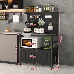 Kitchen Cabinet Kitchen Rack Multifunctional Cupboard Storage Cabinet Stainless Steel Pot Microwave Oven Rack Shelf AY