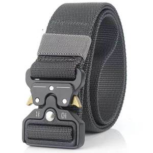 Adjustable Tactical Waist Belt for Men Quick Release Metal Buckle Nylon Webbing Belt Outdoor Camping Hiking Hunting Work Belt