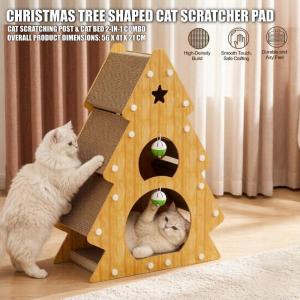 Christmas Cat Scratcher Vertical Cat Scratching Post Cardboard Cat Scratcher with Ball for Indoor