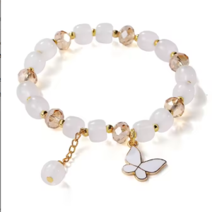 Adjustable Butterfly Charms Crystal Glass Bracelet