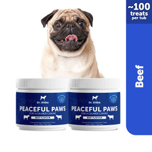 Dr. Shiba Peaceful Paws Double Delight Healthy Calming Chews Treats Snack Supplement for Dogs | Packed with Essential Vitamins | Stress-Relieving & Soothing | Enhances Overall Well-being | Immune - Boosting