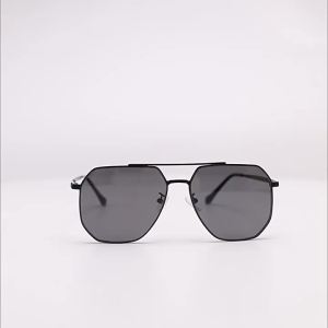 Womens versatile anti-UV metal black sunglasses personalized eyewear for men wholesale ins Wind-resistant nylon polarized