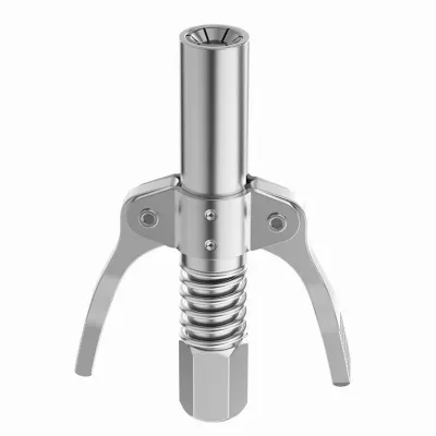 10000 PSI Grease Gun Coupler Heavy-Duty original locking grease coupler Quick Lock and Release Double Handle Stainless Steel NPTI/8 Leak-Free Grease Tool Tip Grease goes in Double Handle Gear High pressure oil Injector + 30cm Hose Set