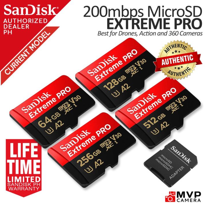 [NEW 200MB/s] SanDisk Extreme PRO micro SDXC UHSI CARD SDSQXCU 64GB 128GB 256GB 512GB w/ SD