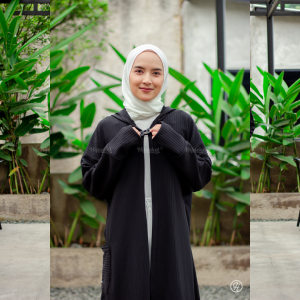 Hijacket Sylvania Black - Outer Wanita Polos | Outer wanita korean style | muslimah panjang | wanita kekinian