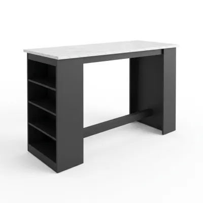 Alexis Bar Table by Value Design | Kitchen Island with Storage | Coffee Counter Table | Multipurpose Bar Table