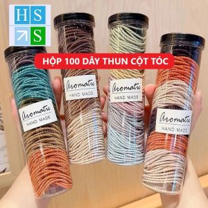 Dây thun cột tóc (Hộp 100 cái) nơ chun buộc tóc mềm mại co dãn tốt kiểu vặn thừng