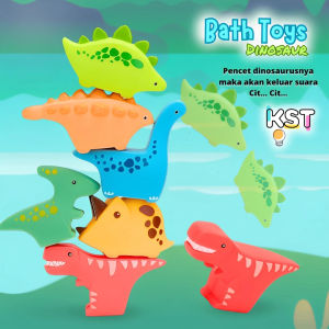 [KST] Mainan Dinosaurus Mandi Anak Edukatif Karet Suara Cit Cit Warna Warni 6pcs Hadiah Spesial