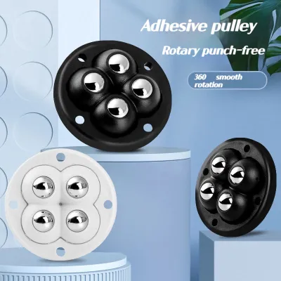 4PCS Self Adhesive Mute Universal Caster Wheels Stainless Steel 360 Degree Rotatable Mini Swivel Paste Ball Pulley Sticky Moving Wheel Heavy Duty Silent Furniture Casters for Home Cabinet Box Household Daily Moving Use
