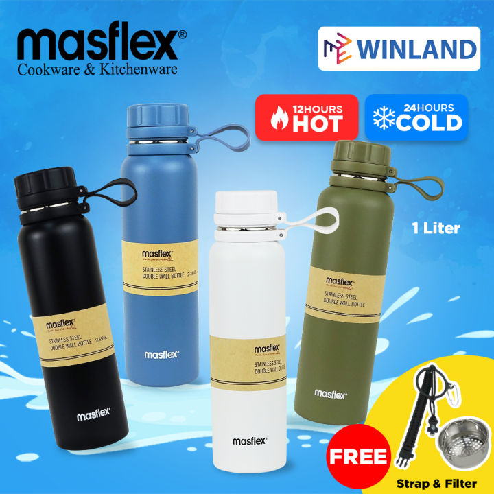 [210]MASFLEX 1 Liter Double Wall Stainless Steel Tumbler Bottle ...