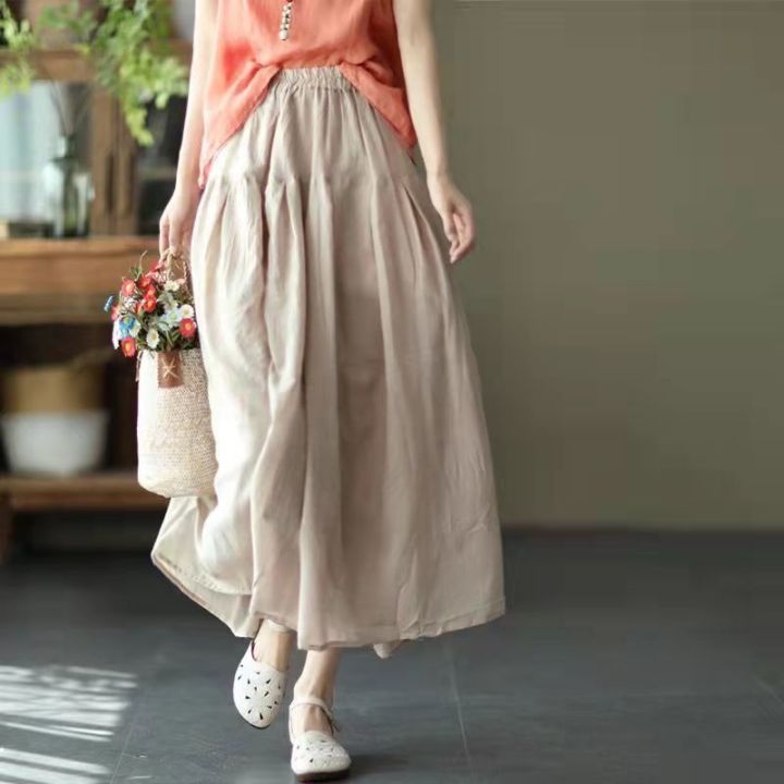 Cotton & Linen Split-Back Skirt Set main image 1