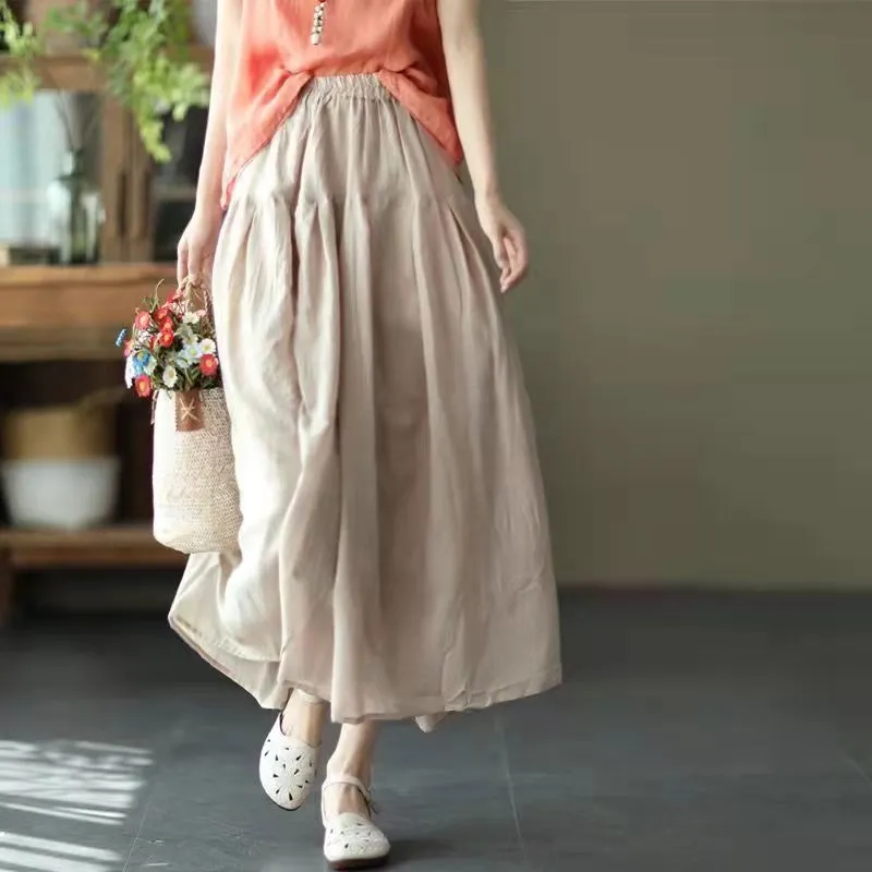 Linen swing skirt best sale