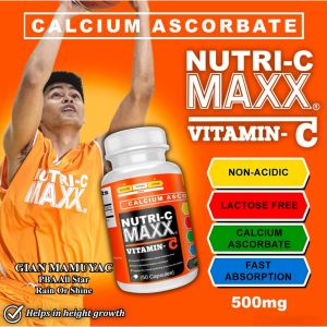Nutri-C Maxx  Calcium Ascorbate Buffered Vitamin C 500mg 50 Capsules Gentle Non Acidic Immunity Support Supplement